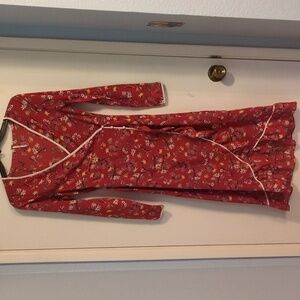 Free People | Red Garden Printed Midi Wrap Dress